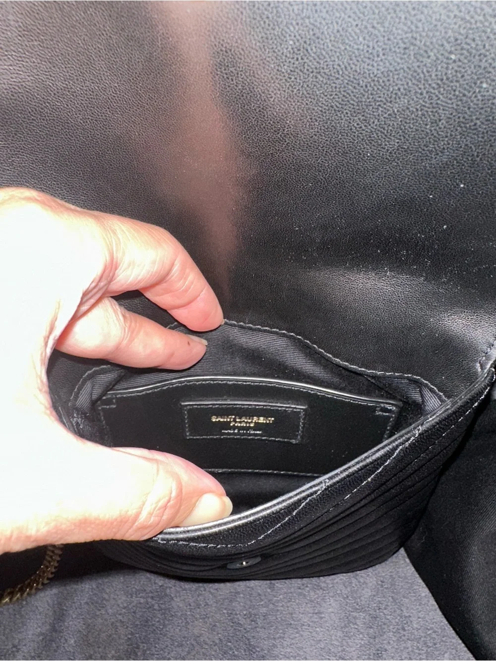 Saint Laurent Quilted Leather Double Flap Crossbody Bag – Never Worn